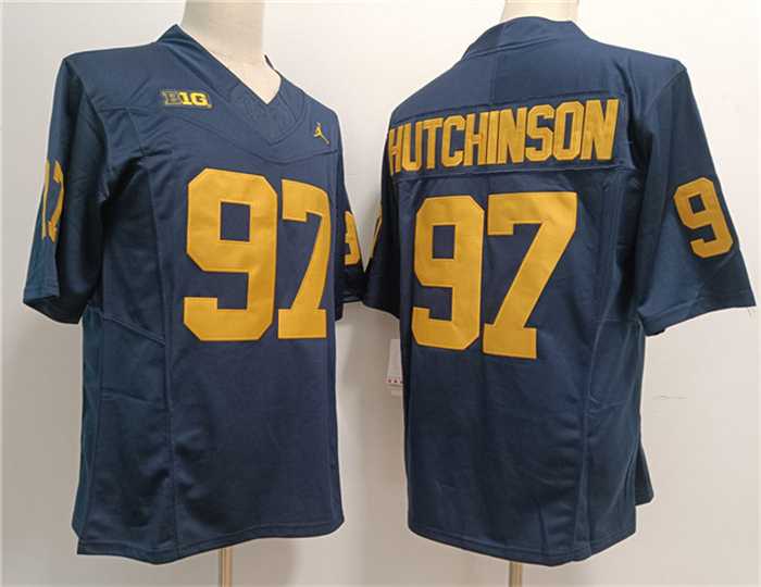 Mens Michigan Wolverines #97 Aidan Hutchinson 2023 F.U.S.E. Navy Stitched Jersey